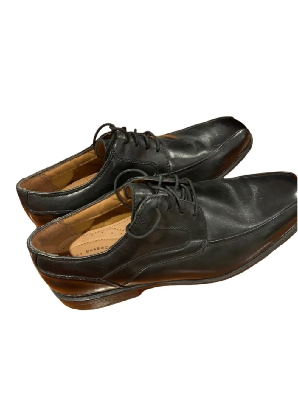EUC G.H. Bass Mens black leather square toe shoes size 12wide